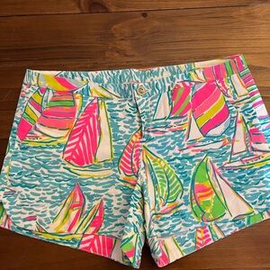 Lilly Pulitzer Pink and Green Sailboat Print Women's Shorts